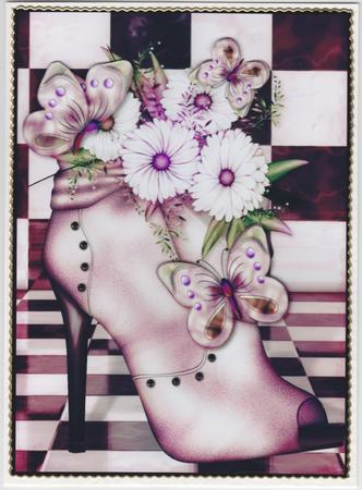 Pink Flowerheads Over Heel A4 by Susan Cummings