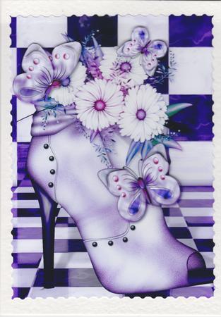 Lavender Flowerheads Over Heel A4 by Susan Cummings