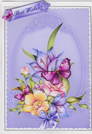 Flora in a Pastel Lilac Frame Card Front by Susan Cummings