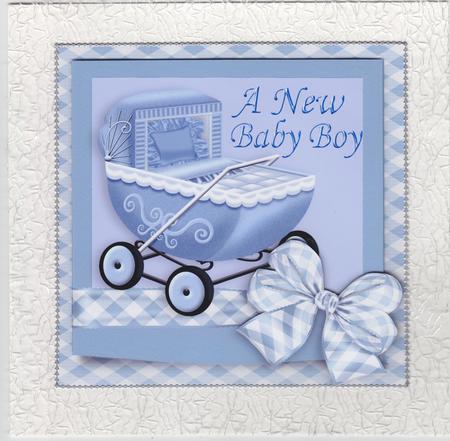 Baby Boys Vintage Pram with Bow and Teddy by Susan Cummings