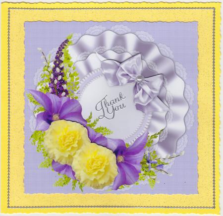 8x8 Lavender and Yellow Floral Spray by Susan Cummings