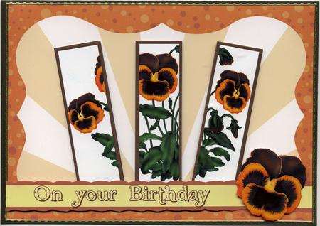 Pansy Topper with Split Layer Panel and Sentiment Ribbon by Susan Cummings