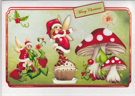 Fairy Christmas Card Front and Decoupage by Susan Cummings