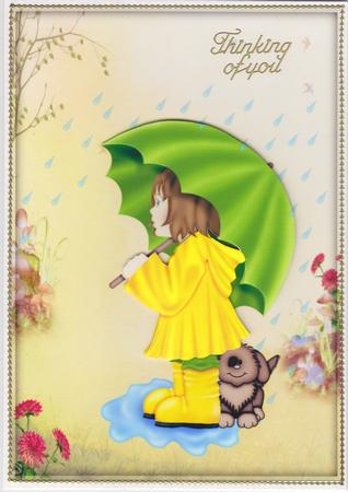 Its Raining Again! Card Front and Decoupage by Susan Cummings