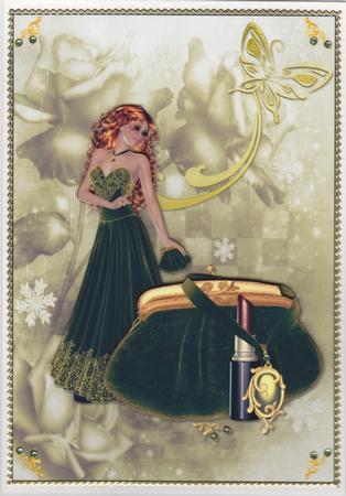 The Velvet Purse Card Front and Decoupage by Susan Cummings