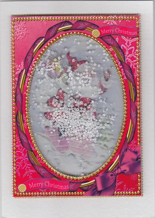 Chimney Santa 7x5inch Picture Card Front and Frame by Susan Cummings