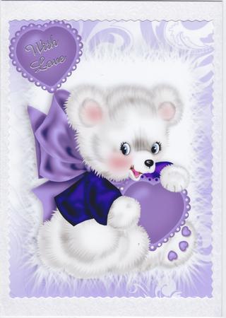 Cute Little Bear with Hearts A4 by Susan Cummings