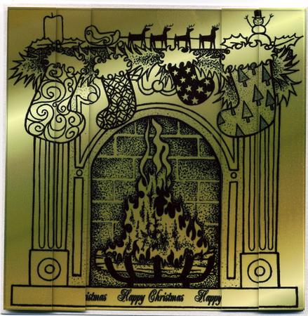 Christmas Fireplace Gold and Black by Susan Cummings
