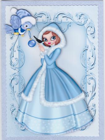I Have a Present for You! Lovely Lady in Blue A4 by Susan Cummings