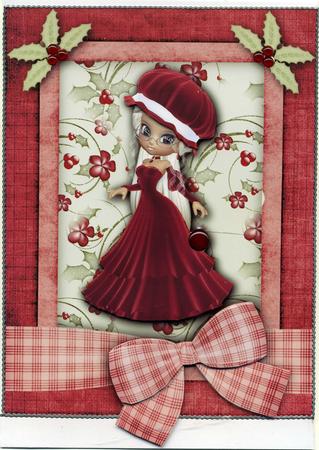 Little Miss Santa Claus A5 Step by Step Card Front by Susan Cummings