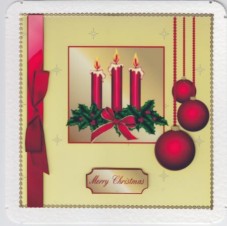 6 x 6 Christmas Candles Square Quick Card with Decoupage by Susan Cummings