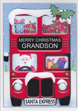A4 Xmas Santa Express Grandson Card Topper by Susan Cummings
