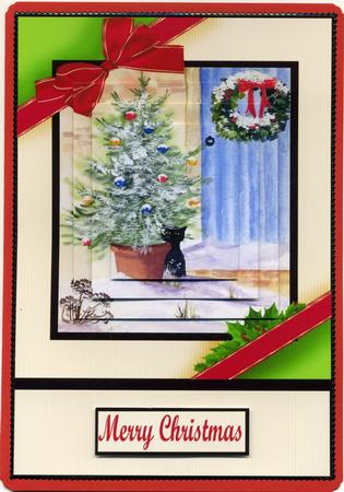Traditional Christmas Tree and Cat Pyramid Design by Susan Cummings