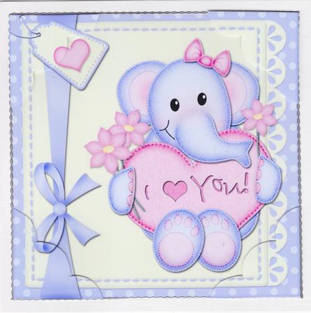 8 x 8 Lola Elephant's Heart Scalloped Corner Topper by Susan Cummings