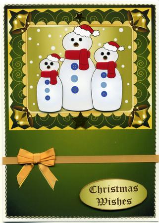 Snowman Family Decoupage Green by Susan Cummings