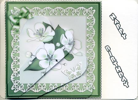 Apple Blossom Quick Card with Fan Pyramage Topper by Susan Cummings