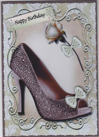 Lovely Brown Shoe with Cream Bow by Susan Cummings