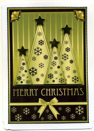 Snowflakes Christmas Trees Decoupage Black by Susan Cummings