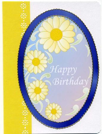 Birthday Oval Shaped Card (blue) by Susan Cummings