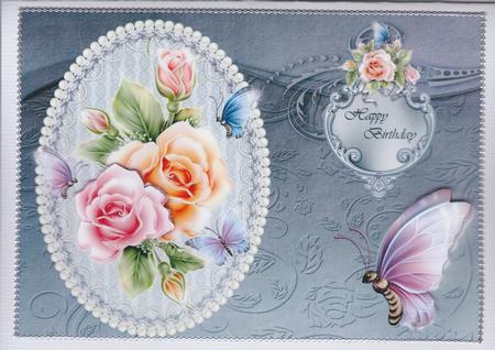 Rosy Glow Roses on Lace Insert by Susan Cummings
