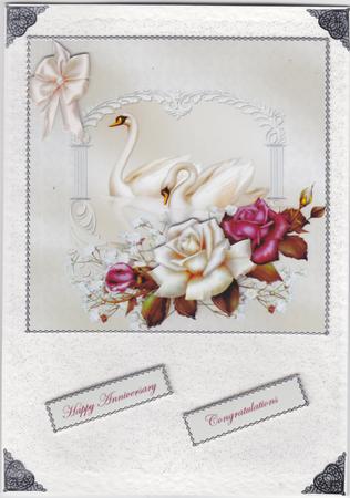 Swans and Rose's Card Front with Decoupage by Susan Cummings