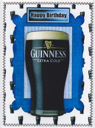 Pint of Beer in Blue Frame A4 by Susan Cummings