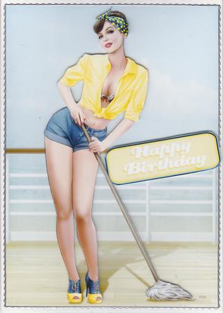 1950's Pin Up Girl Alice May (yellow) by Susan Cummings