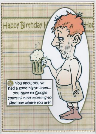 Bert Had a Good Night Out Quick Card by Susan Cummings
