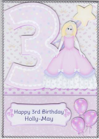 3rd Birthday Princess Card Front and Decoupage by Susan Cummings