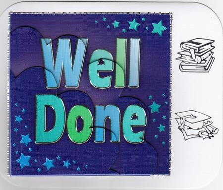 Well Done Quick Card with Shell Edged Corner Side Stacker by Susan Cummings