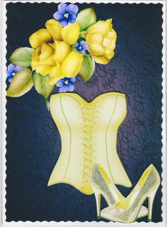Beautiful Yellow Rose's with Corset & Bling Shoe's A4 by Susan Cummings