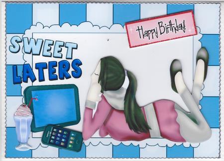 Birthday Girl with Tablet and Controls by Susan Cummings