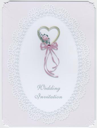 Pink Rose & Gold Heart Wedding Invitation by Susan Cummings