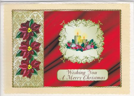Christmas Candles & Poinsettias Card Front by Susan Cummings
