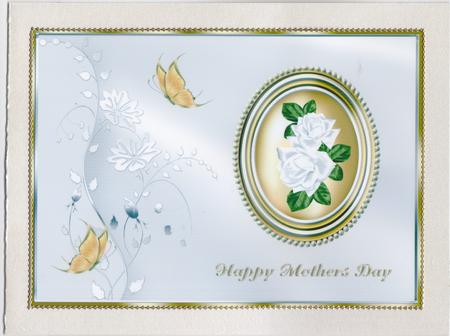 White Roses in Gold Oval Frame - Mothers Day by Susan Cummings