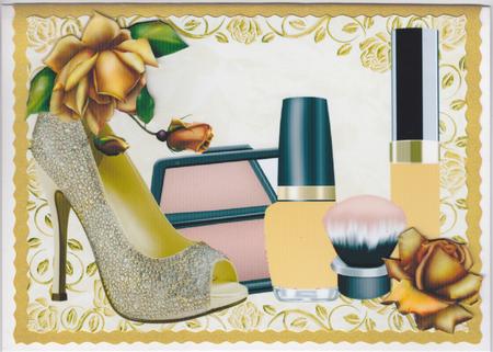 Gold Shoe with Gold Roses & Makeup A4 by Susan Cummings