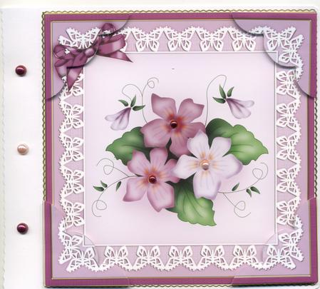 8 x 8 Pretty Viola Scalloped Corner Topper by Susan Cummings