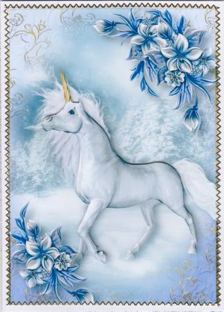 The Snow Unicorn & Winter Flowers by Susan Cummings