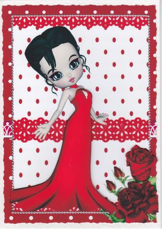 Betty Red Dress Decoupage by Susan Cummings