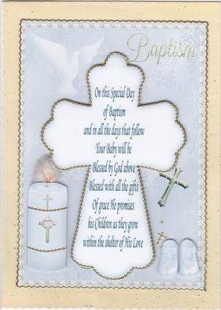 A5 Baptism Card Front in White by Susan Cummings