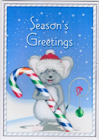 Christmas Mouse Card Front by Susan Cummings
