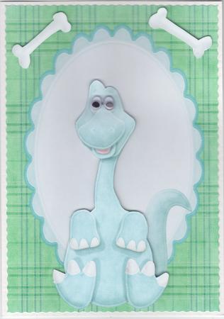 Cute Blue Dinosaur in Light Blue Oval Frame by Susan Cummings
