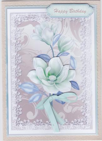 Lovely Green Magnolias on Lace by Susan Cummings