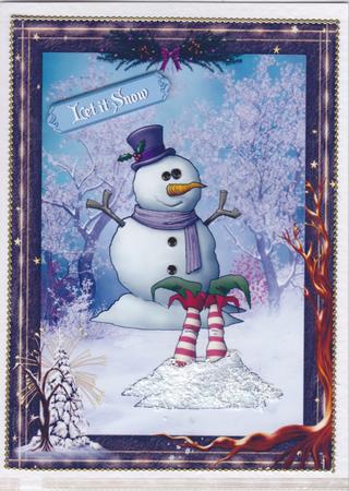 It Wasn't Me! Funny Snowman & Elf Decoupage by Susan Cummings