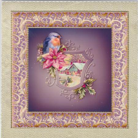 Christmas Robin 8x8 Card with Decoupage by Susan Cummings
