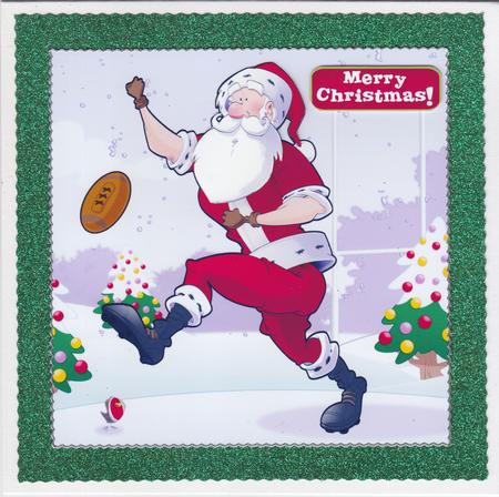 Rugby Santa Dude 8x8 Quick Card by Susan Cummings