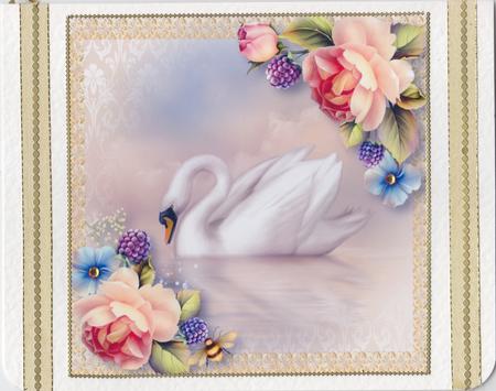 Beautiful Swan & Peach Roses - Square by Susan Cummings