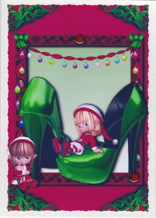 Green Christmas Diva Shoes & Elves by Susan Cummings