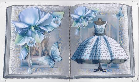 Beautiful Polka Dot Blue Dress Book Style Topper by Susan Cummings