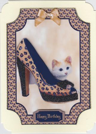 Leopard Print Shoe & Cat with Decoupage by Susan Cummings